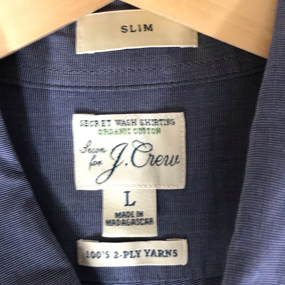 J. Crew Slim Secret Wash Organic Cotton Poplin Button Down Shirt Blue Men's LRG - Picture 4 of 11